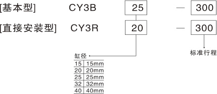 CY3B无杆气缸 订购码