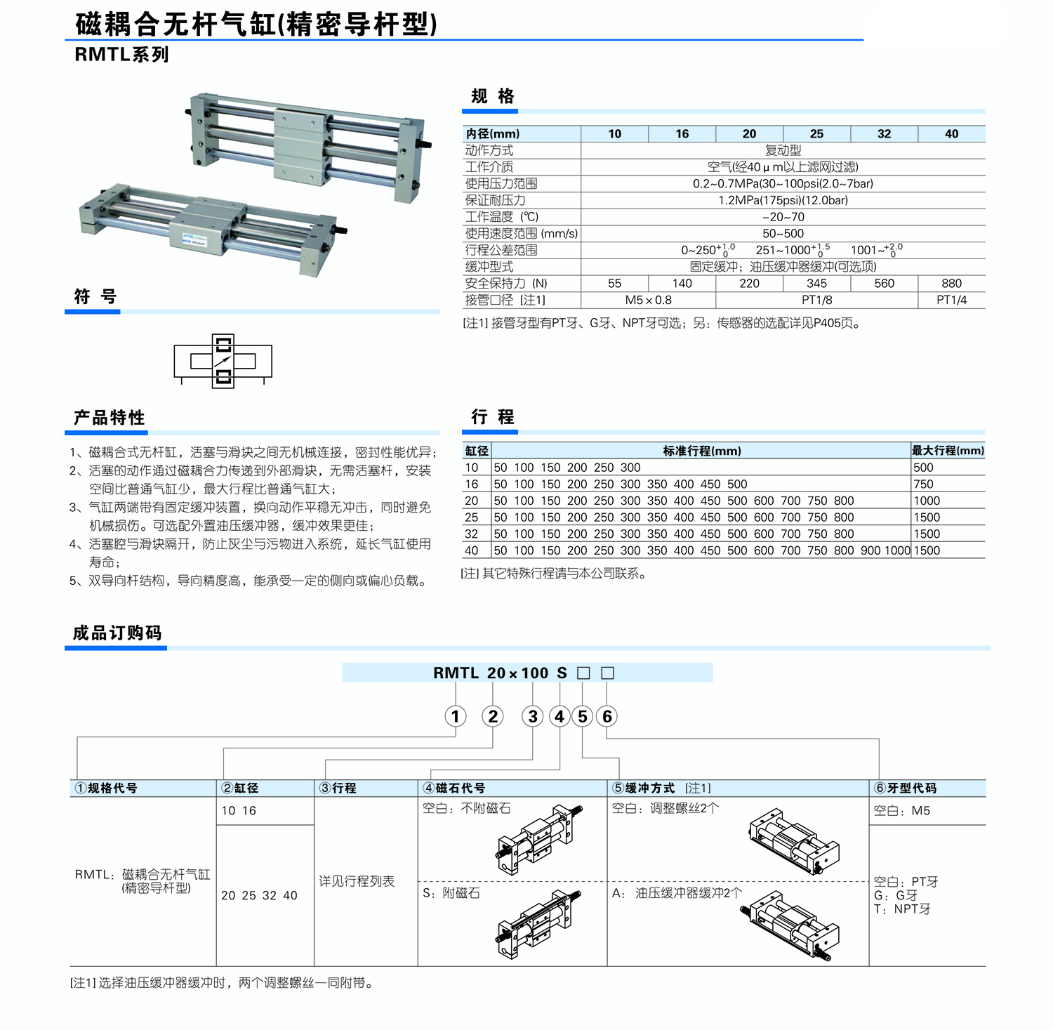 RMTL无杆气缸订购图